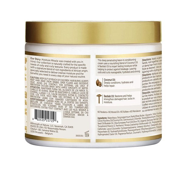 African Pride Moisture Miracle Coconut Oil & Baobab Oil Leave-In Cream 425GR 15 oz