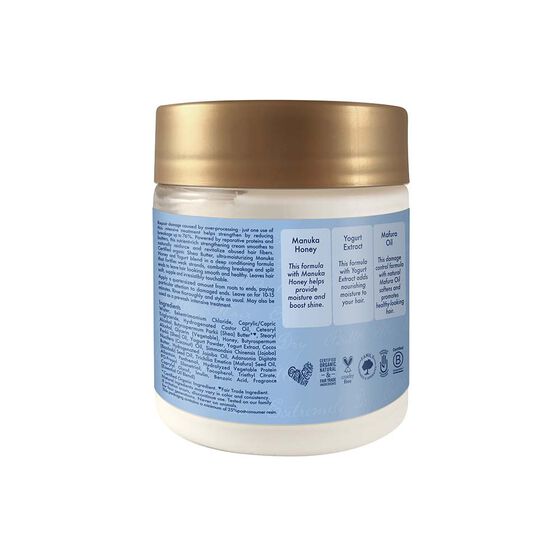 SheaMoisture's Manuka Honey & Yogurt Hydrate + Repair Protein-Strong Treatment  rivitalizza i capelli sfibrati  354g