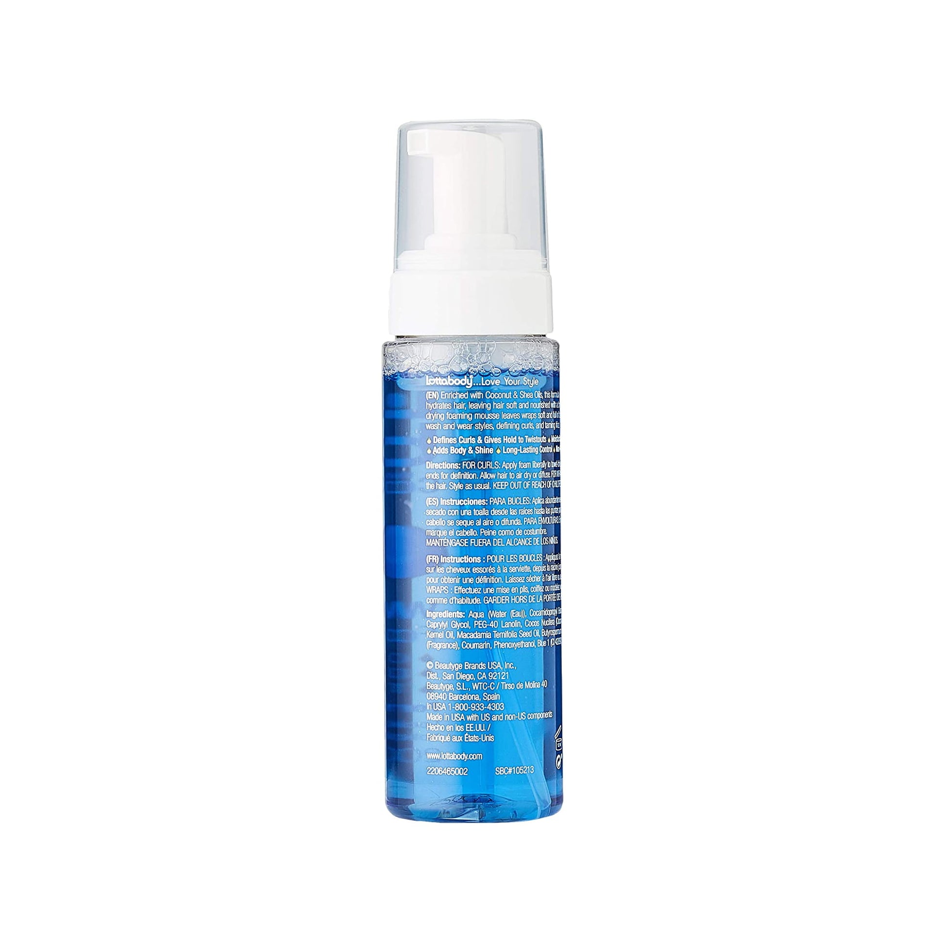Lottabody Wrap Me Schiuma per capelli ricci,ingredienti e dettagli del prodotto.