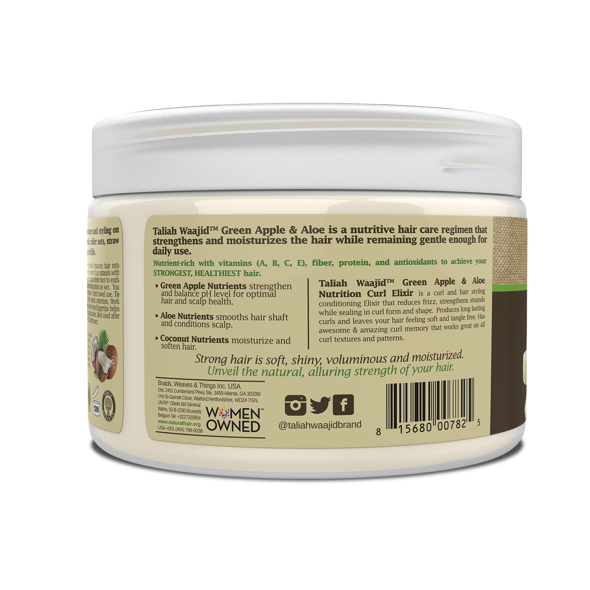 Taliah Waajid Green Apple n Aloe Curl Elixir  ideale per donare idratazione ai capelli afro 355ml.