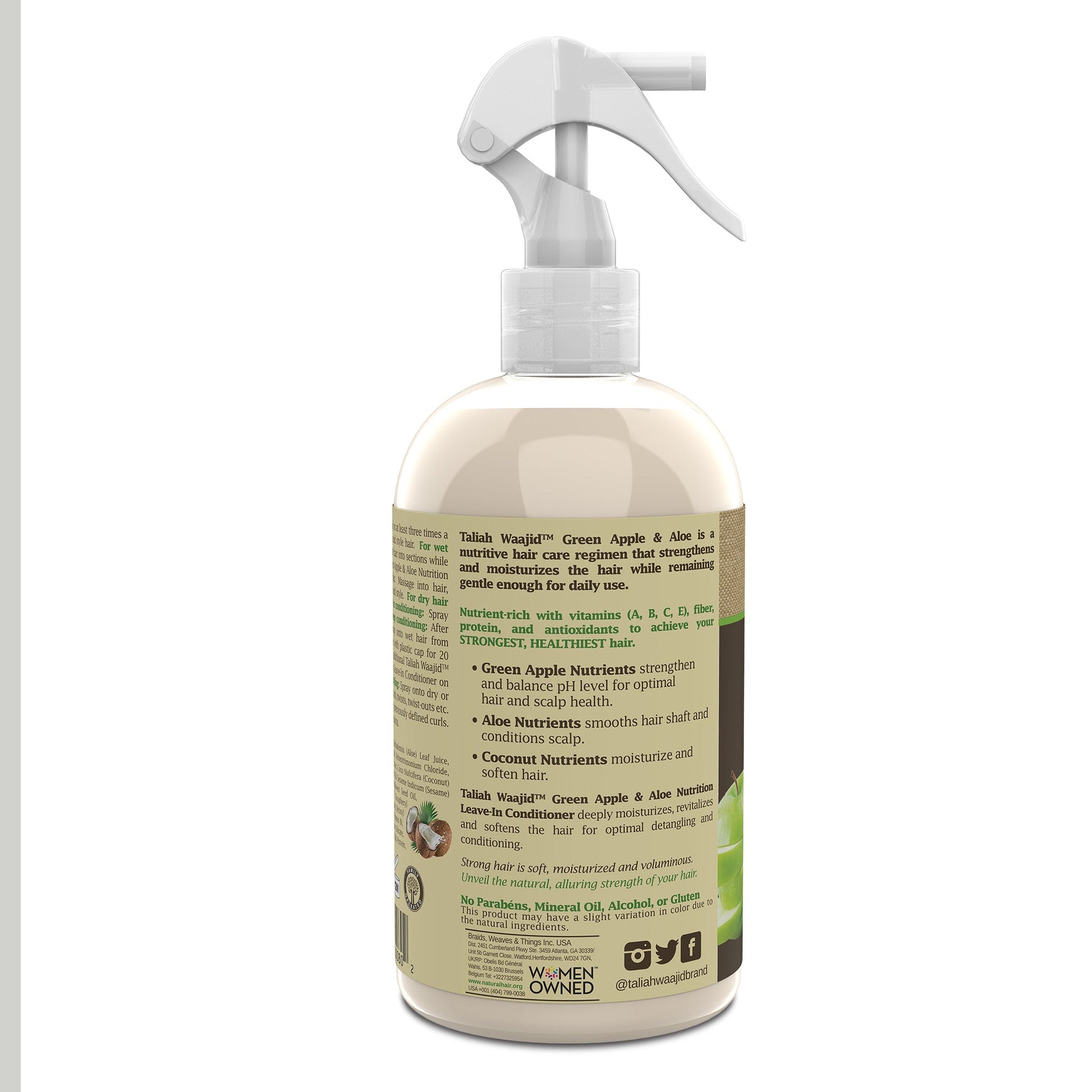 Taliah Waajid Green Apple and Aloe Nutrition  Leave-In Conditioner per rinfrescare i capelli ricci 355ml