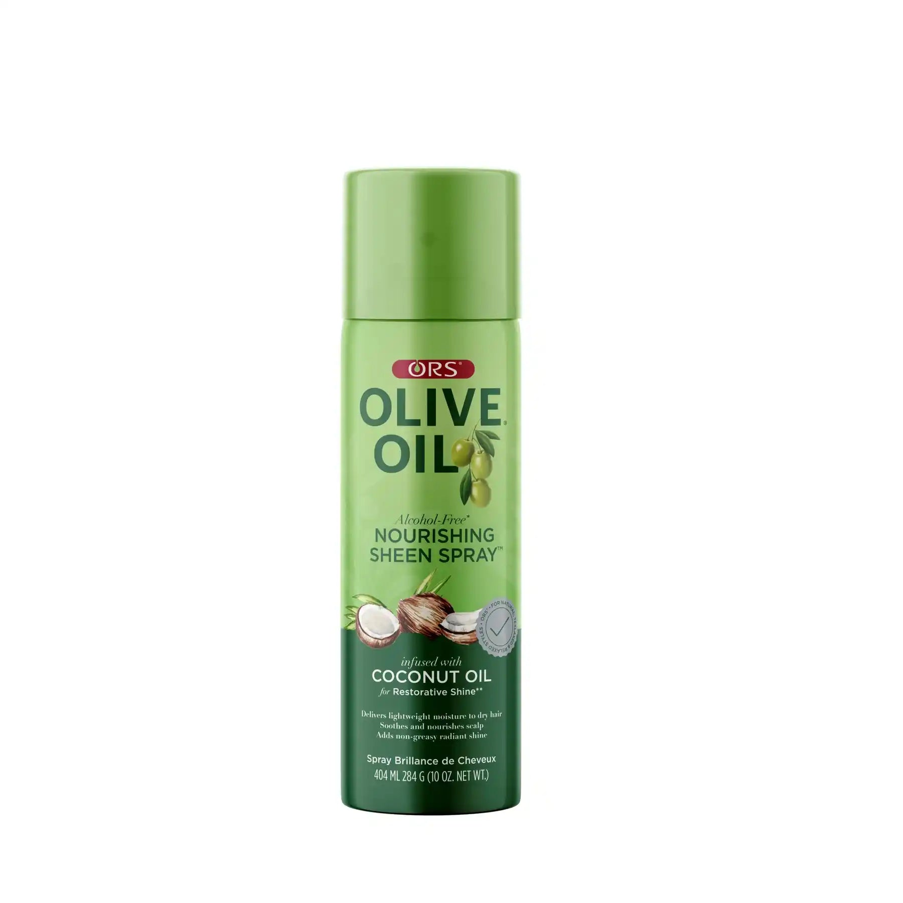 ORS Olive Oil Sheen Spray con Olio di Cocco, leggero, dona lucentezza a tutti i tipi di capelli.