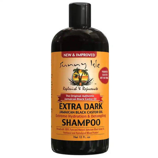 Sunny Isle  Extra Dark Castor Oil Shampoo è delicato e efficace a pulire i ricci 12oz