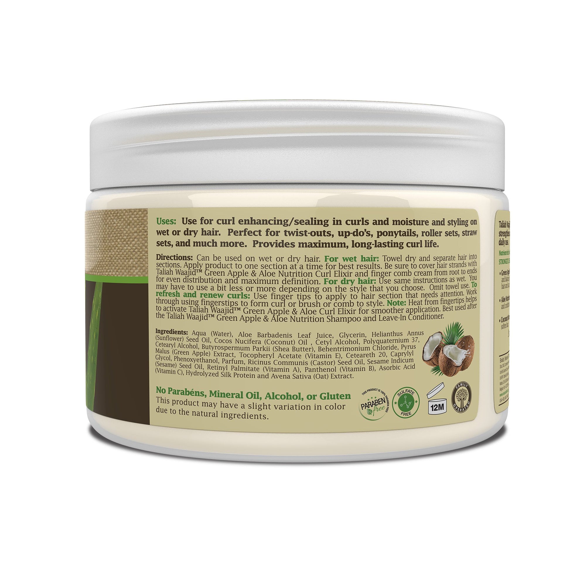 Taliah Waajid Green Apple & Aloe Nutrition Curl Definer offre un buon tenuta e volume 355ml