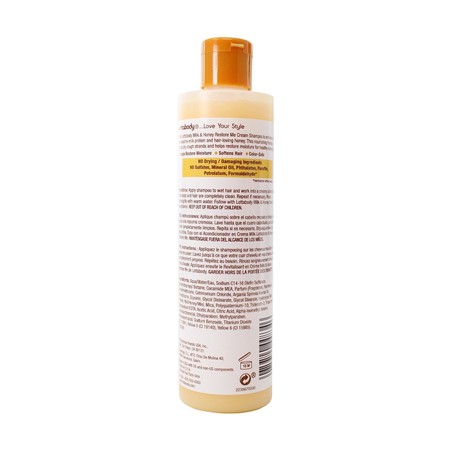 Lottabody Milk & Honey Restore Me Cream Shampoo è efficace e delicato per tutti tipi di capelli 300ml