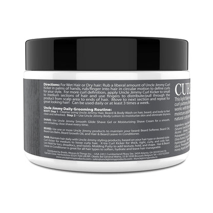 Uncle Jimmy Curl Kicker-crema per ricci uomo,Tenuta media per capelli ricci e mossi, definisce e idrata i capelli ricci*236ml