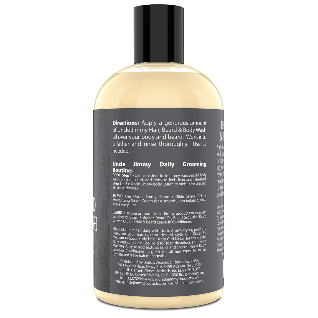 Uncle Jimmy Hair, Beard & Body Wash 12oz 356ml