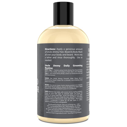 Uncle Jimmy Hair, Beard & Body Wash 12oz 356ml