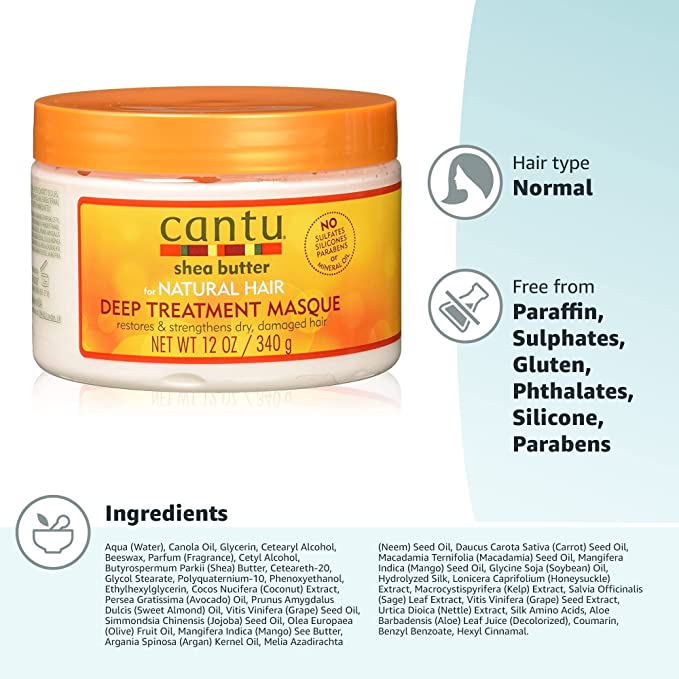 Cantu Shea Butter for Natural Hair Intensive Repair Deep Treatment Masque 12oz, 340g