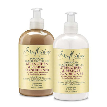Shea Moisture shampoo e balsamo rinforzanti con olio di ricino giamaicano per capelli indeboliti