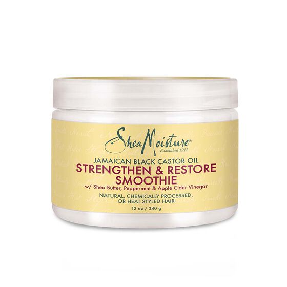 SheaMoisture Jamaican Black Castor Oil Strengthen & Restore  Smoothie idratare e leviga i capelli indeboliti 340g.