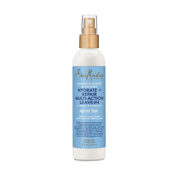 SheaMoisture Manuka Honey & Yogurt Hydrate+Repair  Multi Action Spray si assorbe al istante nel ricci rovinati 237ml.