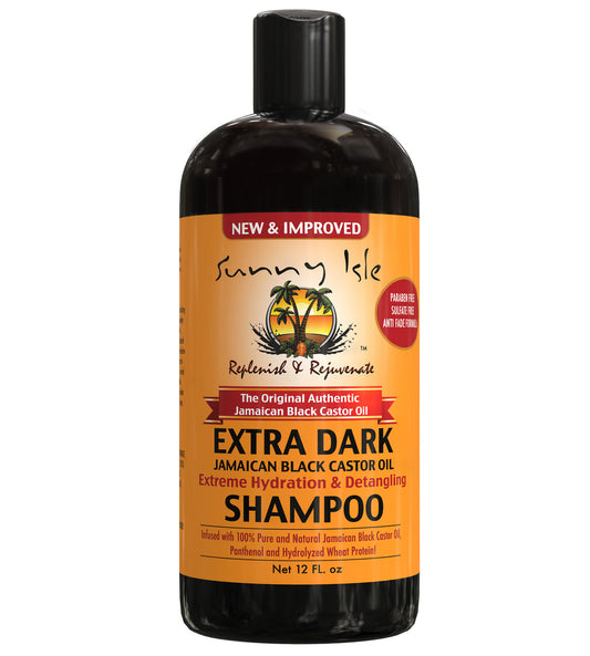 Sunny Isle  Extra Dark Castor Oil Shampoo è delicato e efficace a pulire i ricci 12oz