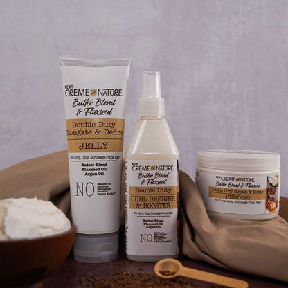Creme Of Nature Butter Blend &amp; Flaxseed Double Duty Stretch &amp; Define Pudding 326g,11.5 oz